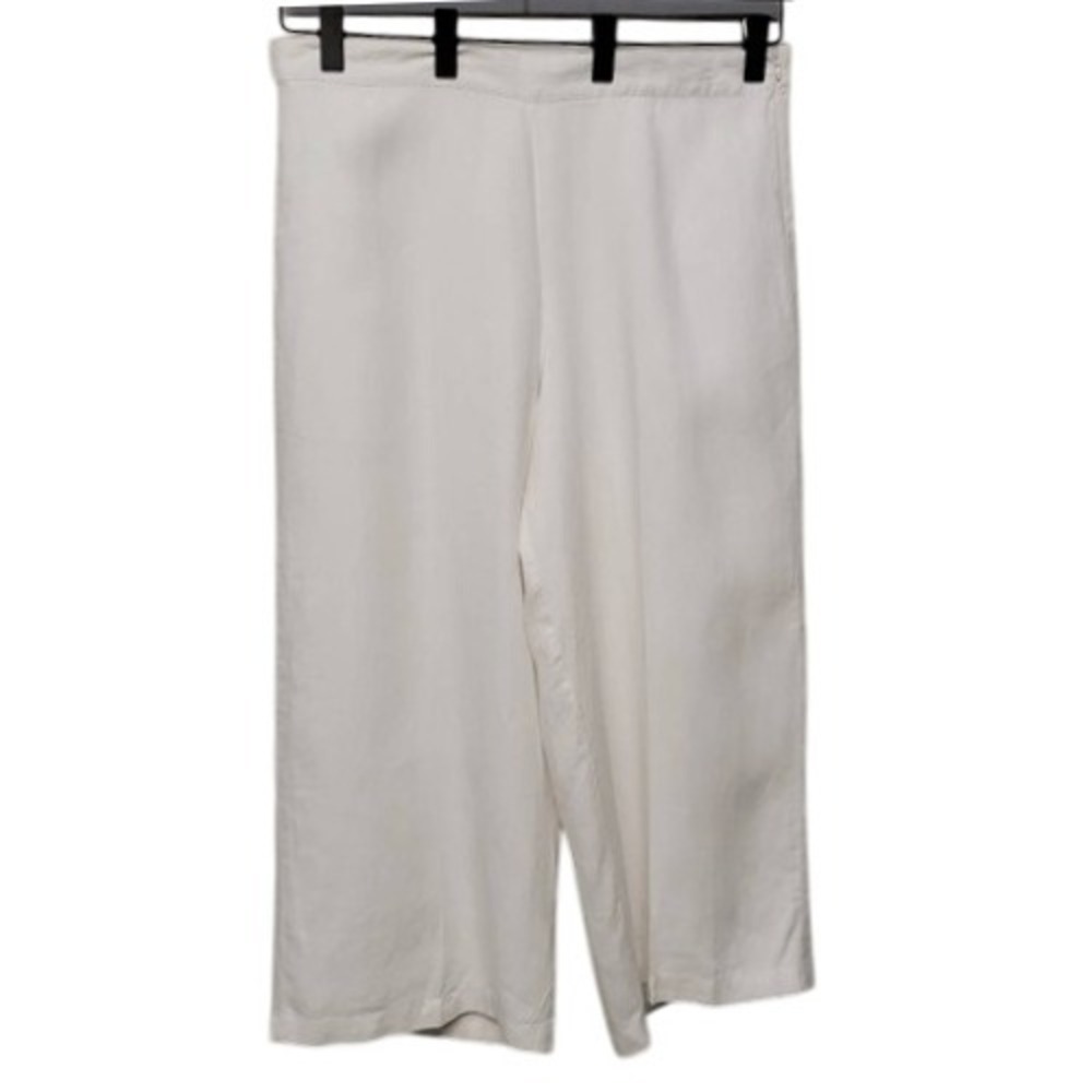 Womens Wide Leg 100% Linen Pants XL White Summer Resort Casual Scandi Bohemian